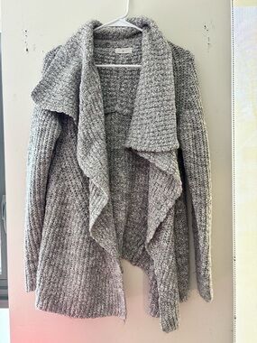 Alpaca Wool Blend Lou & Grey Heather Gray Open-Front Waterfall Cardigan